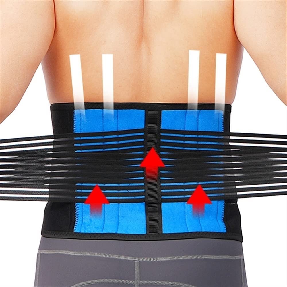 Big Size S-6XL Double Pull Back Lumbar Support Belt - Men & Women Lower Back Brace for Spine Decompression and Pain Relief (XX-Large, Blue)