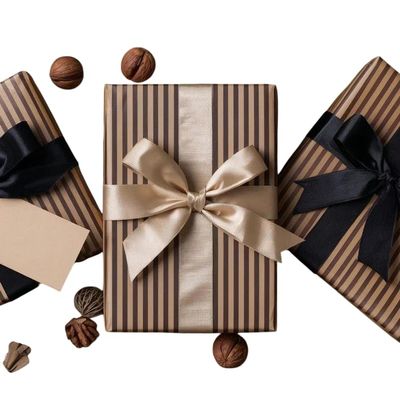 Classic Brown Striped Wrapping Paper, Elegant Wrap Gifts, Holiday, Valentine, Birthday Wrapping Papers, Vintage Brown Striped Gift Wrap, Seasonal Gift Packaging Decor