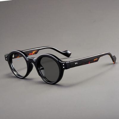 XINGNIAN Black Tortoiseshell Classic Small Round Reading Glasses Anti-Blue Light Photochromic Gray Readers for Men Women (Not Spring Hinges)