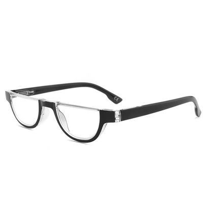 XINGNIAN Half Moon Black Reading Glasses 2.00 Strength Half Round Spring Hinges Vintage Readers for Women and Men