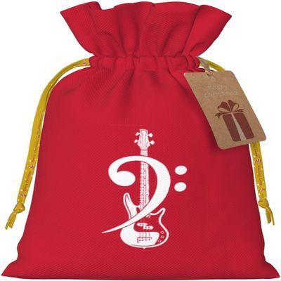 MUSM Bass Clef Bass Guitar Bags, Santa Wrapping Bags, with Drawstring and Tags Reusable