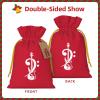 MUSM Bass Clef Bass Guitar Bags, Santa Wrapping Bags, with Drawstring and Tags Reusable view 3