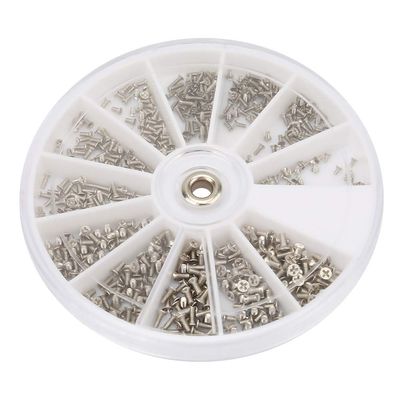 600pcs Stainless Steel Eyeglass Screw Set | M1.0 M1.2 M1.4 M1.6 Cross Flat Head Screws | Repair Kit for Glasses/Watches/Electronics | Sturdy Finish, 12 Sizes