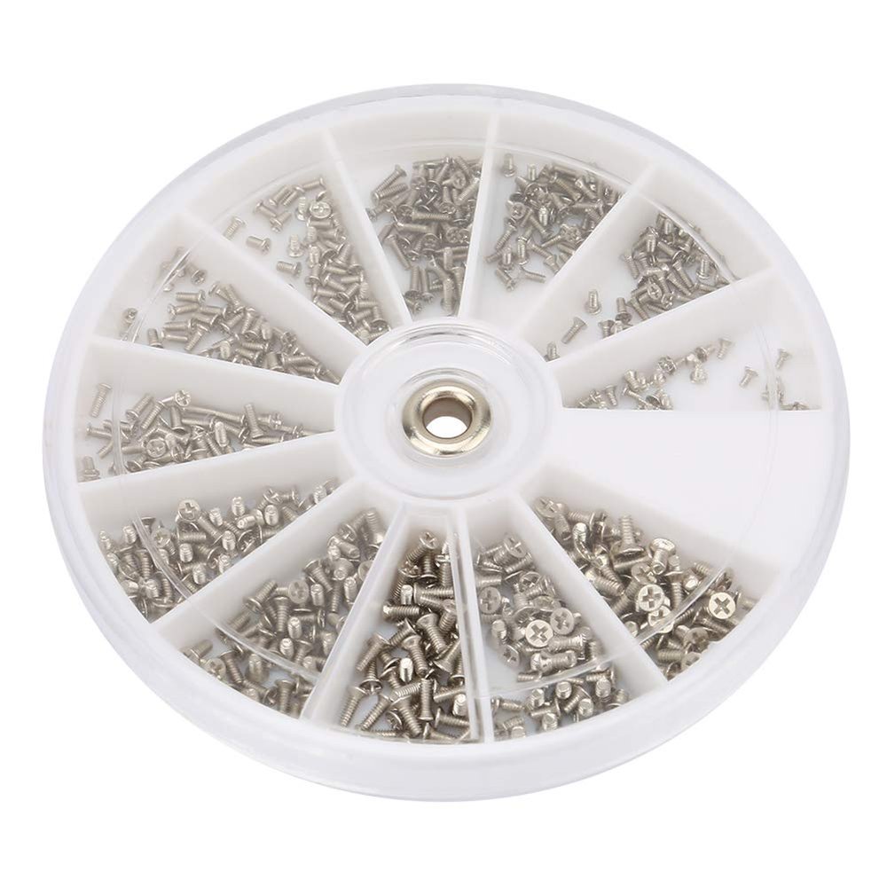 600pcs Stainless Steel Eyeglass Screw Set | M1.0 M1.2 M1.4 M1.6 Cross Flat Head Screws | Repair Kit for Glasses/Watches/Electronics | Sturdy Finish, 12 Sizes