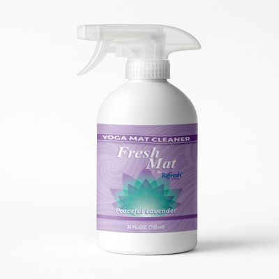 Fresh Mat Yoga Mat Cleaner Spray - Natural Deodorizing Cleaner for Yoga Mats & Fitness Equipment - No-Rinse, Residue-Free Formula with Witch Hazel & Essential Oil, Peaceful Lavender (24 fl oz).