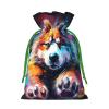 Tnnutp Dog Animal Pet Paw Christmas Drawstring Gift Bags- Two Sizes From Small To Jumbo, Xmas Party Supplies view 2