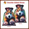 Tnnutp Dog Animal Pet Paw Christmas Drawstring Gift Bags- Two Sizes From Small To Jumbo, Xmas Party Supplies view 4