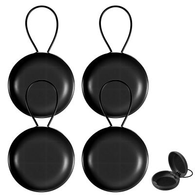 Elegaperma 4pcs Round Earplugs Case, Portable Mini Round Ear Plug Holder with Lanyard Storage Cases for Earbud Plug Business Trip Storage Earbuds Trinkets Ect (Black)