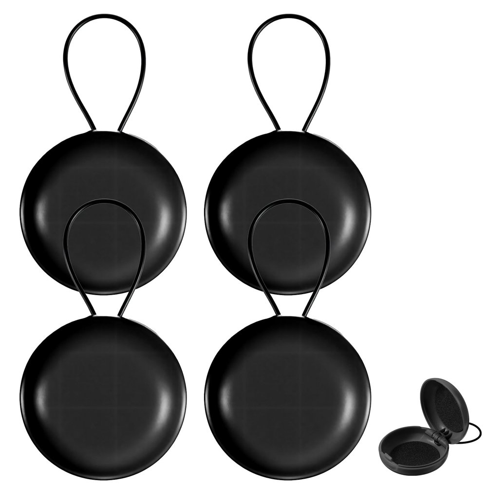 Elegaperma 4pcs Round Earplugs Case, Portable Mini Round Ear Plug Holder with Lanyard Storage Cases for Earbud Plug Business Trip Storage Earbuds Trinkets Ect (Black)