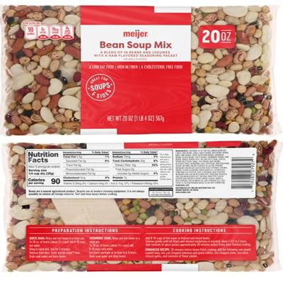 Bean Soup Mix 16 Beans and Legumes With A Ham Flavore Seasoning Packet (2 bags, 2. oz. each bag)