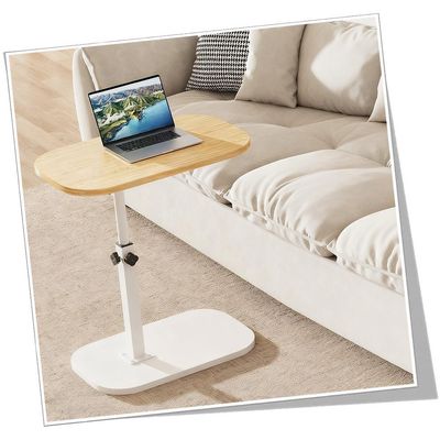 GSKDZG Bed Table Adjustable Height 20"-33" Overbed Table Wood Laptop Desk for Bed Sofa Standing Desk Potrable Bedside Tables(Wood Color)