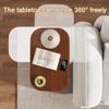 GSKDZG Bed Table Adjustable Height 20"-33" Overbed Table Wood Laptop Desk for Bed Sofa Standing Desk Potrable Bedside Tables(Wood Color) view 2