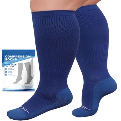 AMITOFO Plus Size Compression Socks 20-30mmHg Wide Calf with Seamless Toe, Graduated Support Stockings for Women Men, for Nurses Pregnancy Edema Flying Travel Circulation Relief
