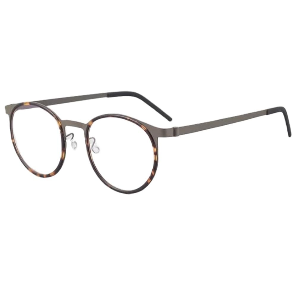 KGPGNYMYHA Titanium Reading Glasses Men Retro Large Round Frame Computer Reading Glasses Oversized Eye Glasses For Women(Brown,+250)
