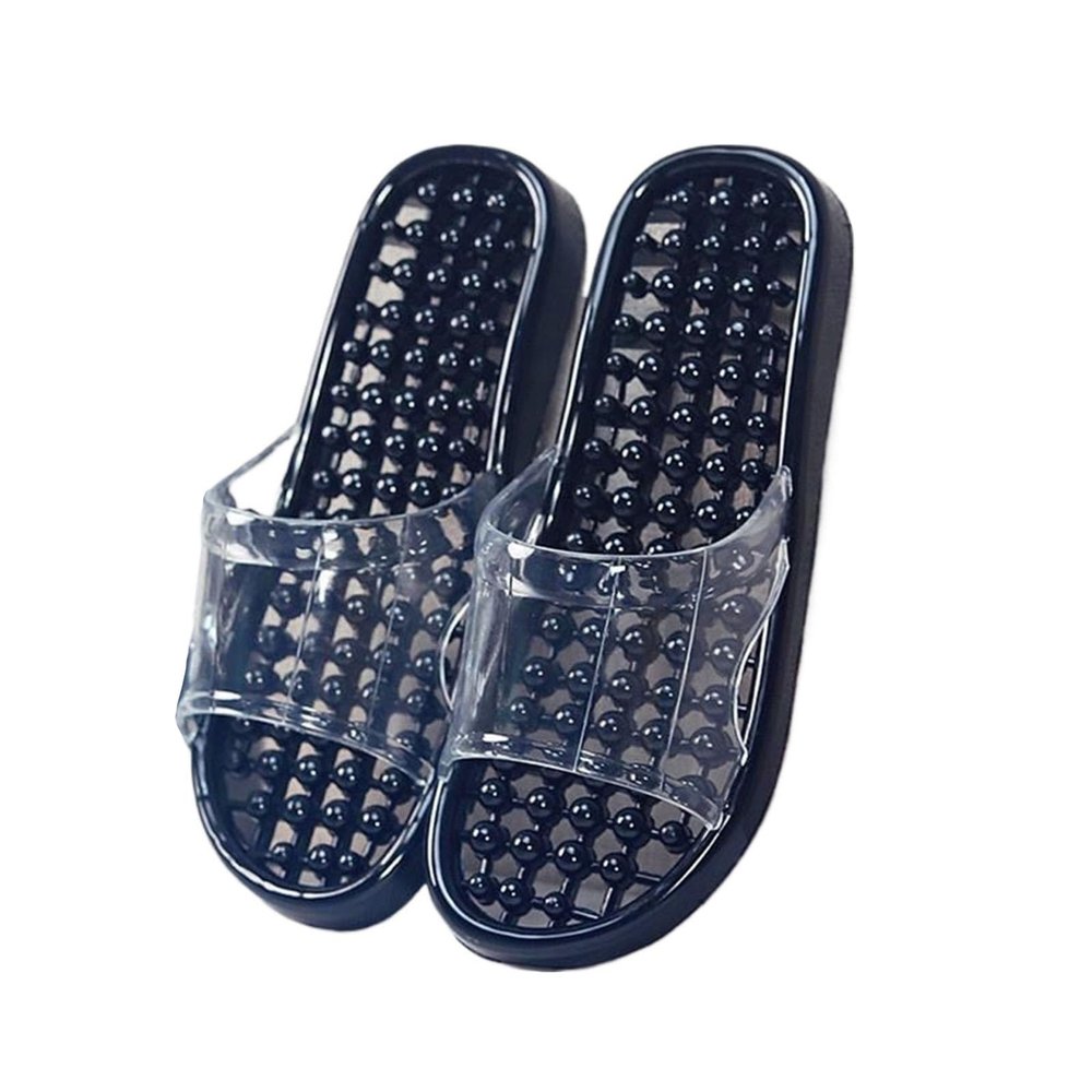 WAGJIA Health Foot Massage for Sensitive Feet, Acupressure Slippers Shiatsu Massage Stress Relief Neuropathy Pain Relief Acupuncture Sandals for Men Women(Black,5.5-6)