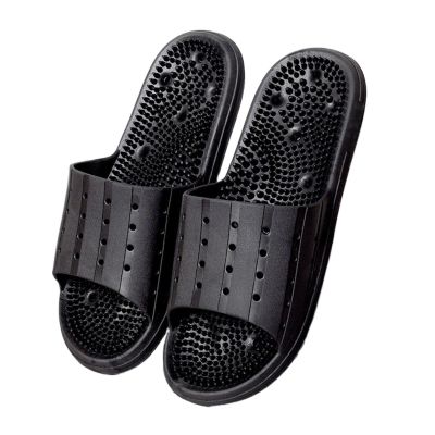 WAGJIA Health Foot Massage, Acupressure Slippers Promoting Blood Circulation Pain Relief Plantar Fasciitis Acupuncture Slippers, Reflexology Sandals(Black,5.5-6)