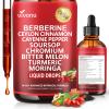 14-in-1 Berberine with Ceylon Cinnamon Supplement Liquid Drops, 1800mg + 30:1 Liposomal Tech with Cayenne Pepper, Soursop, Chromium, Bitter Melon, Turmeric, Moringa, Gymnema, Glucomannan, GLP Support view 1