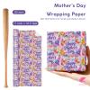 WRAPAHOLIC Mothers Day Wrapping Paper Roll - Mini Roll - 17 inch x 16.5 Feet - Happy Mothers Day and Watercolor Floral Wrapping Paper for Mom, Mothers Day, Mom Birthday, Thank You Gifts view 3
