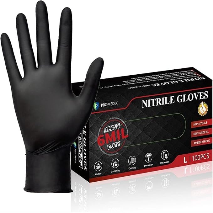 Black Nitrile Gloves - High Toughness, Tear-Resistant, Suitable for Multiple Cleaning Scenarios - XL Size (Extra Large)