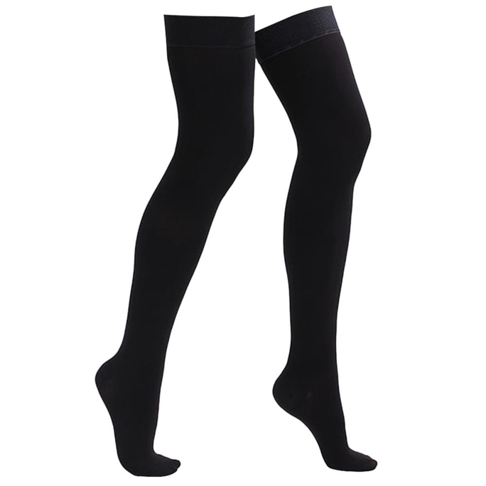 DRESSOOS Knee Compression Socks for Men and Women Breathable Thigh High Stockings with Elastic Firming Design Promote Venous Return and Varicose Veins Black Xl