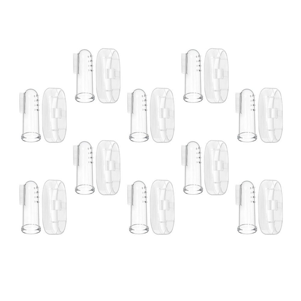 PHENOFICE 10 Sets Silicone Finger Toothbrushes with Double-Sided Soft Bristles and Gum Massage Bumps for Newborns and Boy Girl Safe and Gentle Oral Care with Storage Cases