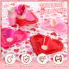 Ceenna 114 Pcs Galentines Day Party Favors Galentine's Gang Banner Disposable Heart Plates Napkins Paper Cups Forks Serve for 24 Guests, Kiss Lip Balloons Heart Balloons Plastic Tablecloth for Women view 2