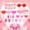 Ceenna 114 Pcs Galentines Day Party Favors Galentine's Gang Banner Disposable Heart Plates Napkins Paper Cups Forks Serve for 24 Guests, Kiss Lip Balloons Heart Balloons Plastic Tablecloth for Women view 3