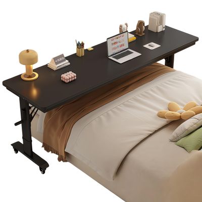 ORNDYDM Over The Bed Table with Wheels,Adjustable Height Rolling Bed Desk - Mobile Laptop Cart for Home Office,Hospital, Bedroom Work,Fits King Size Beds