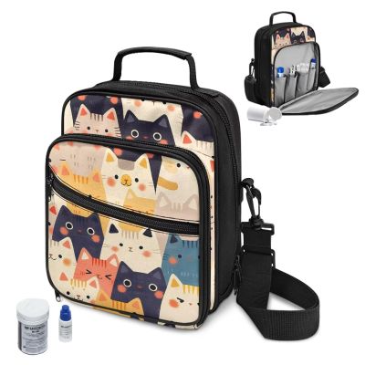 Voxugoniy Insulated Diabetes Travel Bag Diabetic Care Products Diabetic Supplies Case Diabetes Care Organizer Multi-Functional Diabetics Kit Medical Supply Holder, Cute Cat