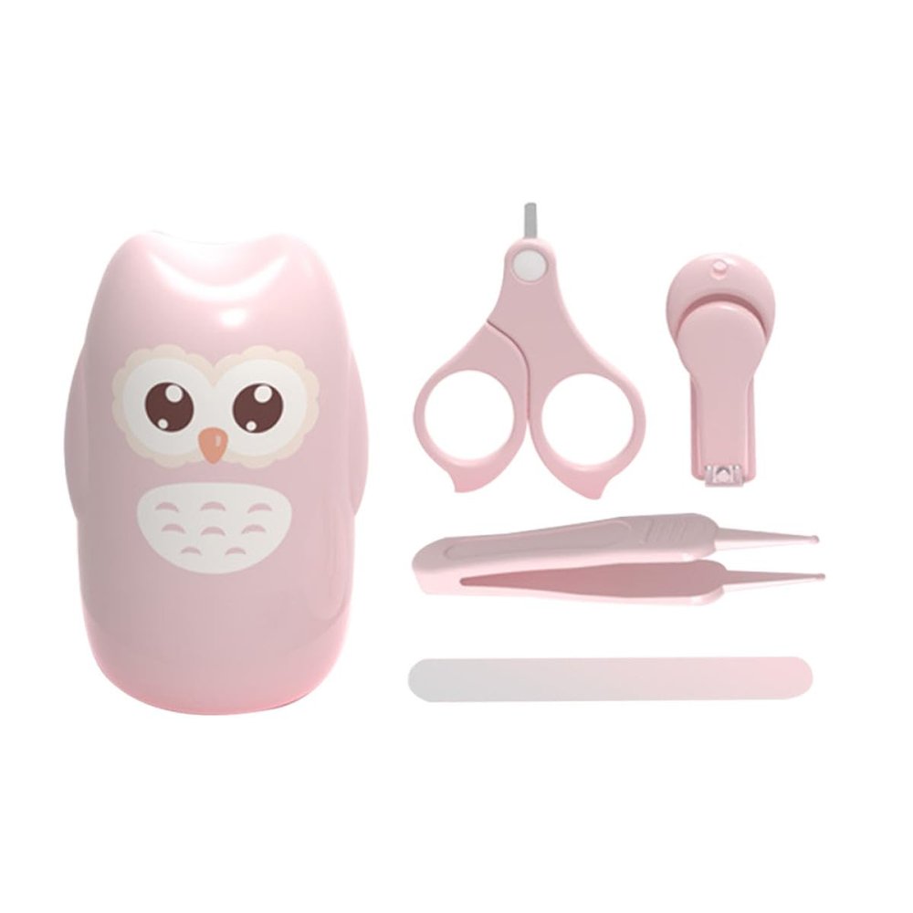 ARTSEWPLY Portable Nail Care Kit with Safe Nail Scissors Clippers and File Manicure in Cute Case for Newborn Grooming with Cherry Blossom Pink Design