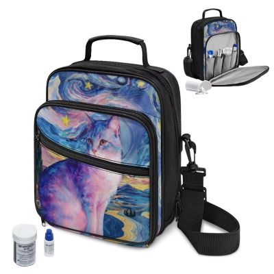 Voxugoniy Diabetes Travel Backpack Diabetic Care Products Small Sling Backpack Reusable Waterproof Unisex Shoulder Bag Crossbody Daypack, Cat