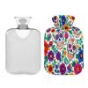 pnyoin Terrible Sugar Skulls Hot Water Bottle with Soft Cover, 2L Hot Water Bag for Menstrual Cramps, Neck and Shoulder Pain Relief, Hot and Cold Therapies, Hand Feet Warmer view 1