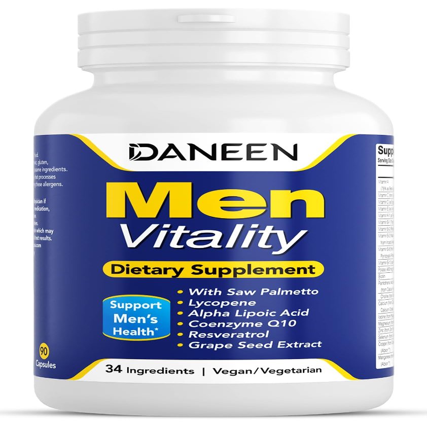 DANEEN Multivitamin for Men, High Potency Daily Vitality Formula for Energy, Immune Support & Overall Wellness, 34 Essential Ingredients, 90 Capsules