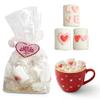 4E's Novelty Valentines Day Marshmallows (16 Pcs) - Decorated Marshmallow with Hearts Individually Wrapped Bulk for Hot Chocolate, Pink Candy Treats for Candy Bowl Filler Snacks, Hot Chocoalte Topper, Romantic Gift view 1