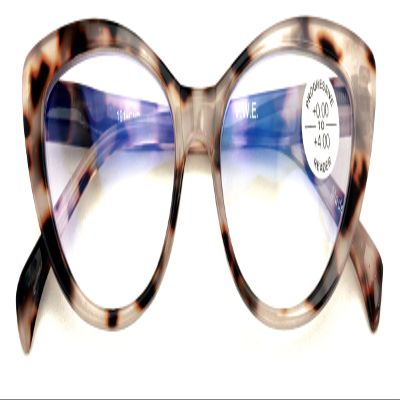 V.W.E. Women Cat-Eye Progressive Reading Glasses - Clear Zero Power on Top - No Line - UV Blue Blocker (Calico, 2.50, x)
