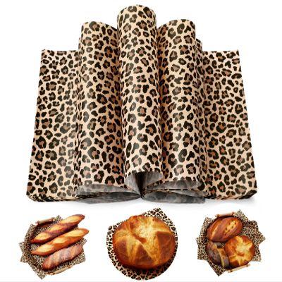 AnyDesign 150 Pcs Cheetah Wax Paper Wrap Tissue Deli Paper Leopard Print Waterproof Oil-Proof Picnic Liners for Kitchen Birthday Baby Shower Supplies, 9.8 x 8.3 In