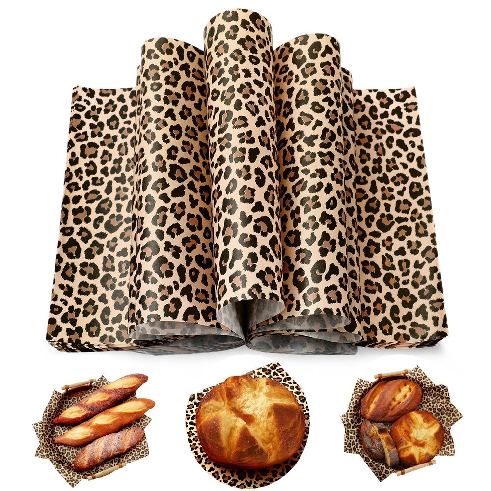 AnyDesign 150 Pcs Cheetah Wax Paper Wrap Tissue Deli Paper Leopard Print Waterproof Oil-Proof Picnic Liners for Kitchen Birthday Baby Shower Supplies, 9.8 x 8.3 In