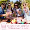 Qinyoung 50 Pcs Pink and White Checkered Plastic Cups 12oz Gingham Party Disposable Cups Bulk Drinking Cup for Cold Drinks Baby Shower Wedding Birthday Valentines Party Supplies view 3