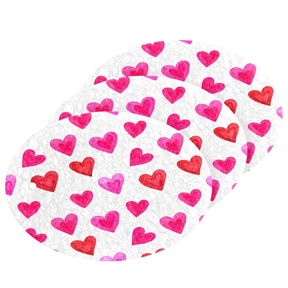 Hezely Zero Scratch Scrub Sponges, 3 Kitchen Sponges for Washing Dishes and Cleaning The Kitchen and Bath, Cleaning Power for Everyday Jobs,Watercolor Hearts(3 Count)