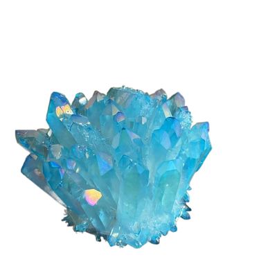 MOICEYHF Sky Blue Aura Crystal Cluster Angel Wand Points Raw Clear Quartz Rough Topaz Lemurian Seed Prism Charms Ornaments (Size : 300-400g)