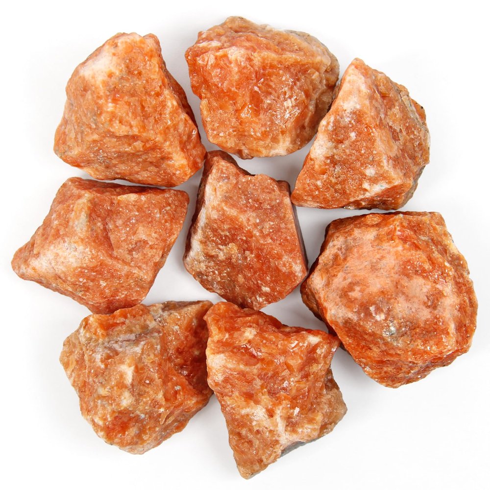 1.1lb Bulk Raw Sunstone Rough Crystal-Natural Sunstone Raw Stones Crystal for Tumbling, Cabbing, Fountain Rocks, Decoration, Polishing, Wire Wrapping, Wicca & Reiki Crystal Healing