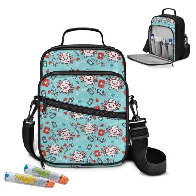 Voxugoniy Diabetes Travel Backpack Lightweight Insulin Cooler Travel Case Washable Diabetes Supplies Organizer Insulated Storage Axolotl