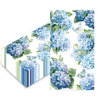 100Pcs Hydrangea Floral Paper Napkins Watercolor Butterfly Spring Wild Flower Paper Napkins Disposable Guest Bathroom Hand Towels Dinner Party Napkins for Bridal Baby Shower Wedding Birthday