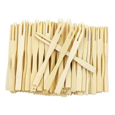 Disposable Bamboo Cutlery Set 300 Pcs Bamboo Fork, Disposable for Fruit Dessert Cake Appetizer(15)