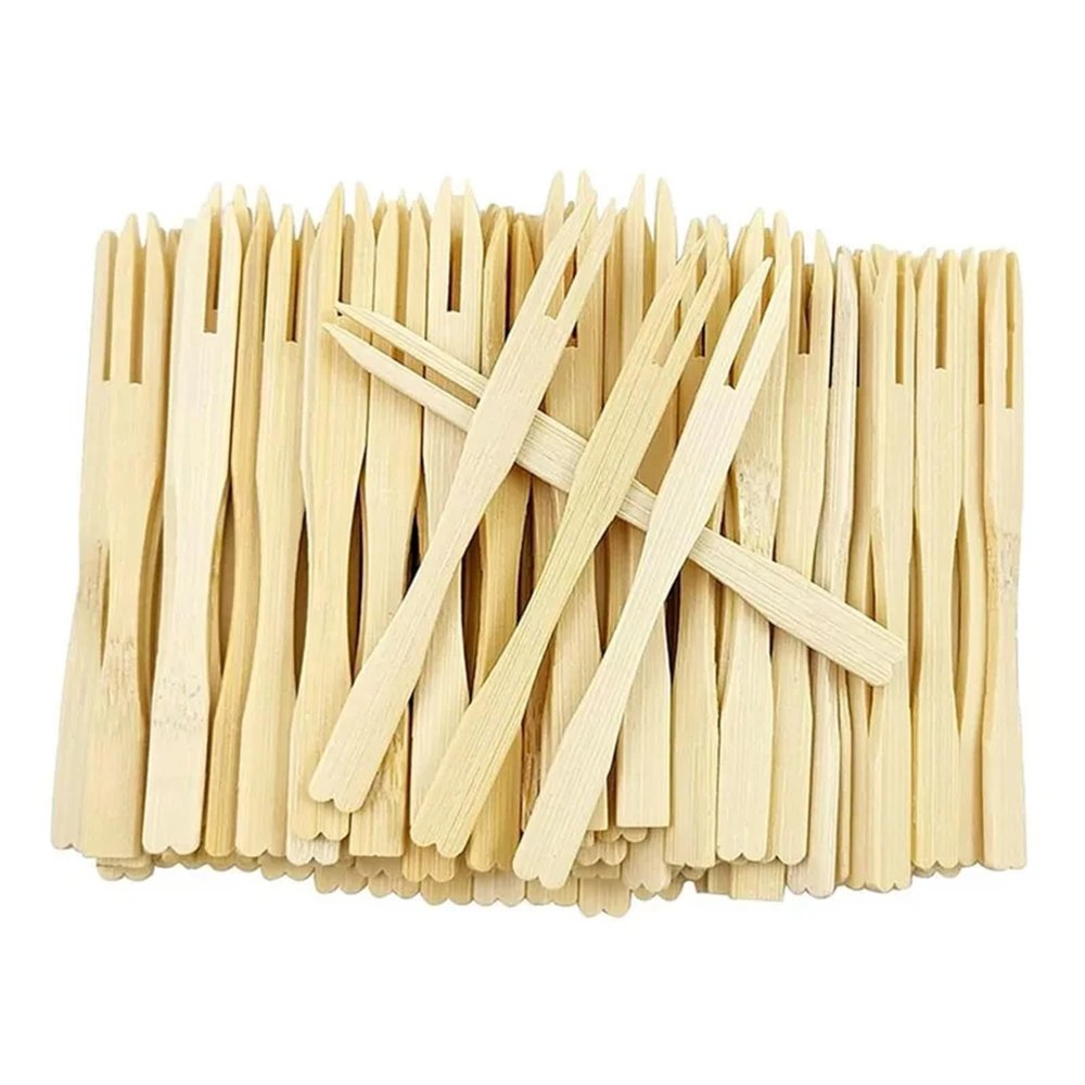 Disposable Bamboo Cutlery Set 300 Pcs Bamboo Fork, Disposable for Fruit Dessert Cake Appetizer(15)