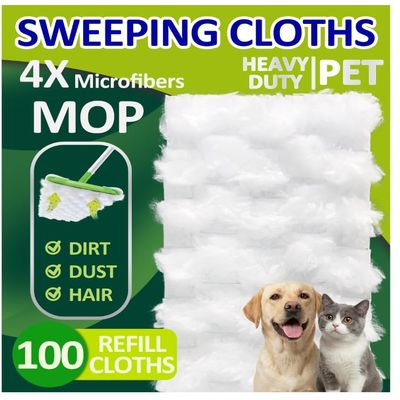 100 Count Velosweep Dry Sweeping Cloths Compatible for Swiffer Sweeper Mop, Heavy Duty Dry Sweeping Cloth Refills, Disposable Pet Sweeper Mop Pads for All Purpose Multi Surface Floor Cleaning