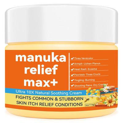 Benolixia Manuka Honey Cream Max Strength Treat Natural Organic Ointment, Soothing Relief for Dry, Heat Rash, Itching, Eczema, Psoriasis, Leg, Stomach, Armpit, Foot, Hand