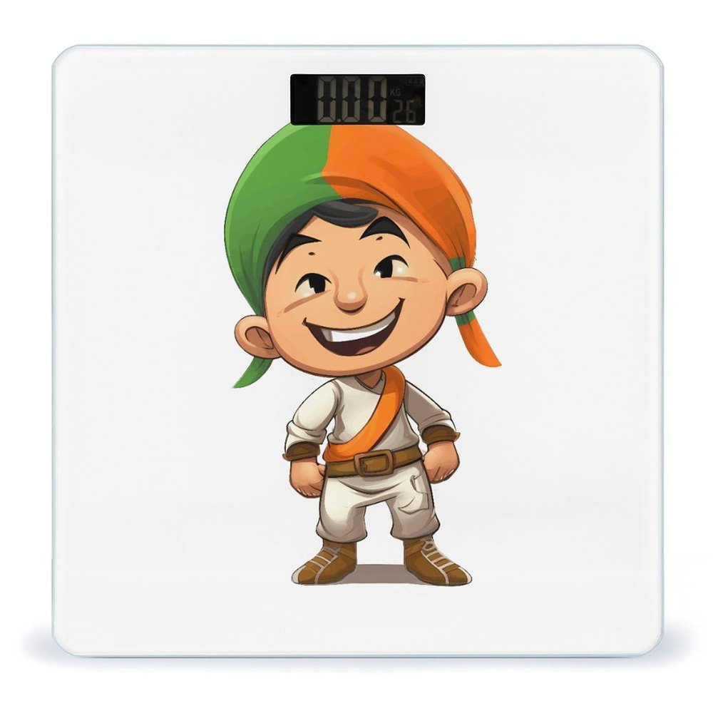 Man Wearing Turban Weight Scale Digital Electronic Scales Bathroom Scale, Larg LCD Backlight Display, High Precision Measurements,Tempered Glass