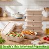 Acellegic 50 Pcs 23 oz Disposable Food Containers with Lids Paper Meal Prep Containers with Lids Take out Food Biodegradable Rectangular Bowls for Salads, Lunch, Pasta view 4