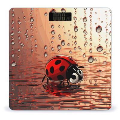 Art Ladybug Tracks Weight Scale Digital Electronic Scales Bathroom Scale, Larg LCD Backlight Display, High Precision Measurements,Tempered Glass